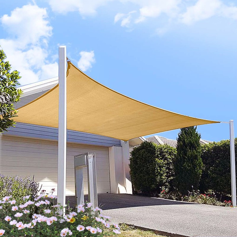 12ft Shade Sail Rectangle Sun Sand Canopy Cover with Steel Wire Garden Outdoor gallery