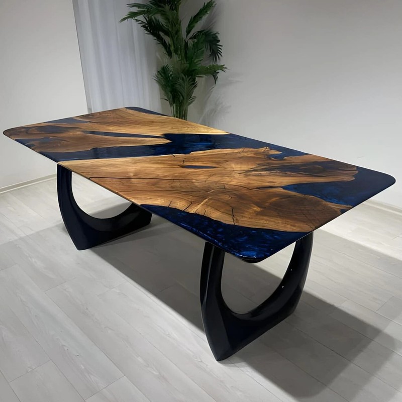 Walnut Epoxy River Table Top 60x36 Live Edge Resin Dining Custom gallery