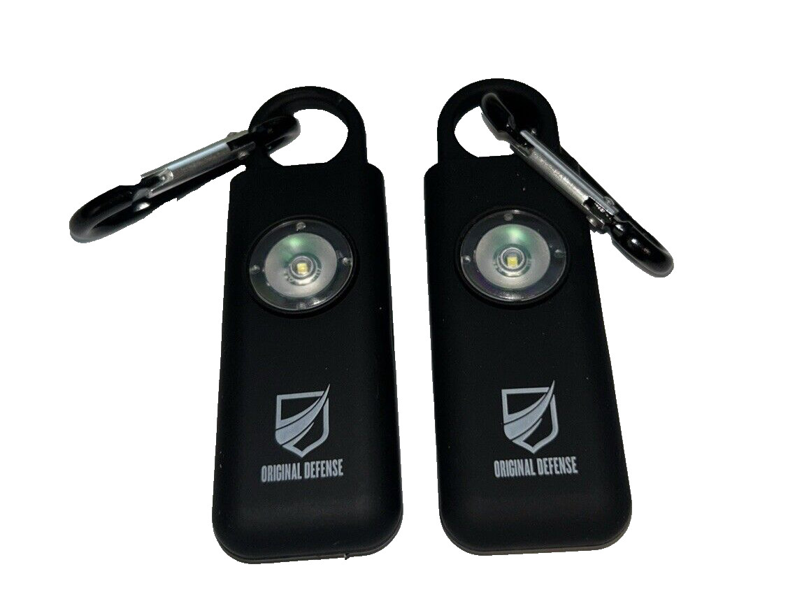 125 DB Personal Safety Alarm Self Keychain with LED Black Hand Pull SOS - x 2 gallery