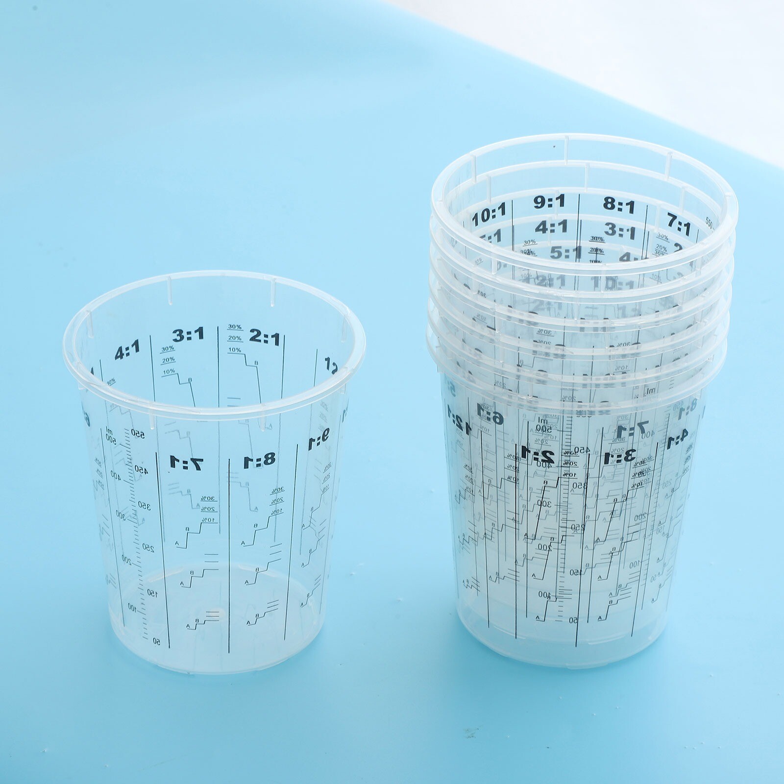US 10 Set Paint Mixing Cups Home Milliliter Container Transparent Calibrated Cup gallery