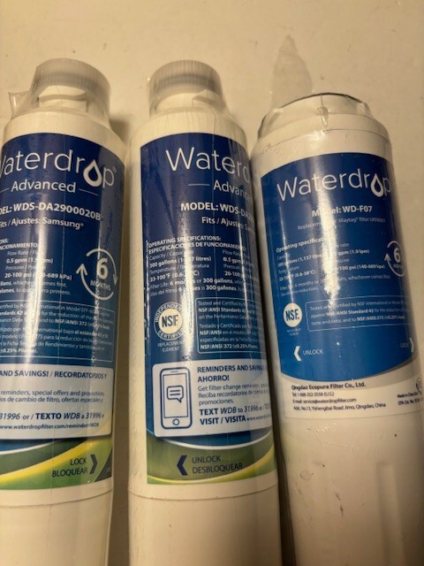 2 Waterdrop Advanced Water Filter WDS-DA2900020B Samsung, 1 WD-F07 for Maytag