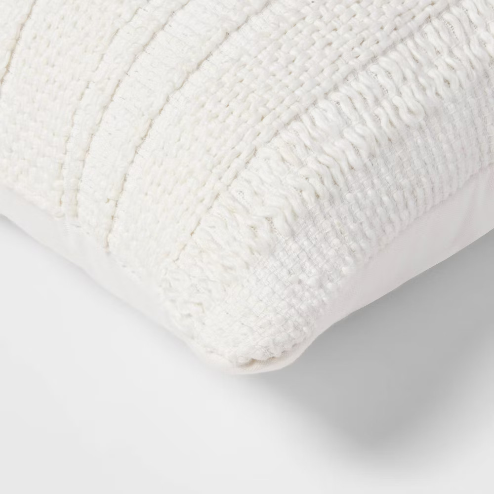 Oversized Textural Woven Square Throw Pillow Cream - Threshold gallery