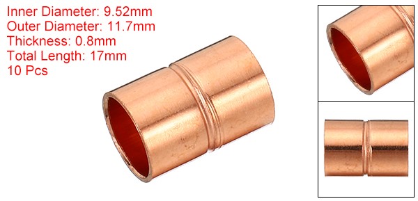 10pcs 3/8" Straight Copper Coupling Sweat End Welding Joint Pipe Fitting gallery