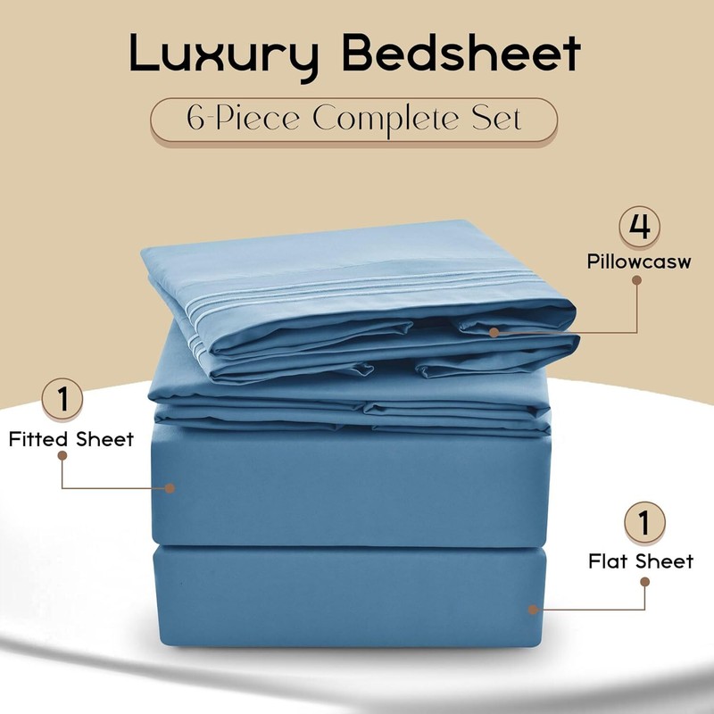 Lux Decor Collection Bed Sheets - 6 Pc Queen Size Sheets - 1800 Thread Count gallery