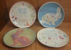 Certified International Easter Salad plate set of 4, 8 1/8″, Amylee Weeks, EUC