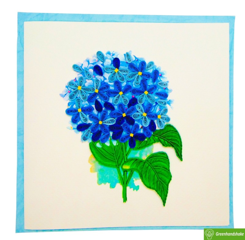 Hydrangea Bouquet Quilling Greeting Card - Unique Dedicated Handmade Art gallery