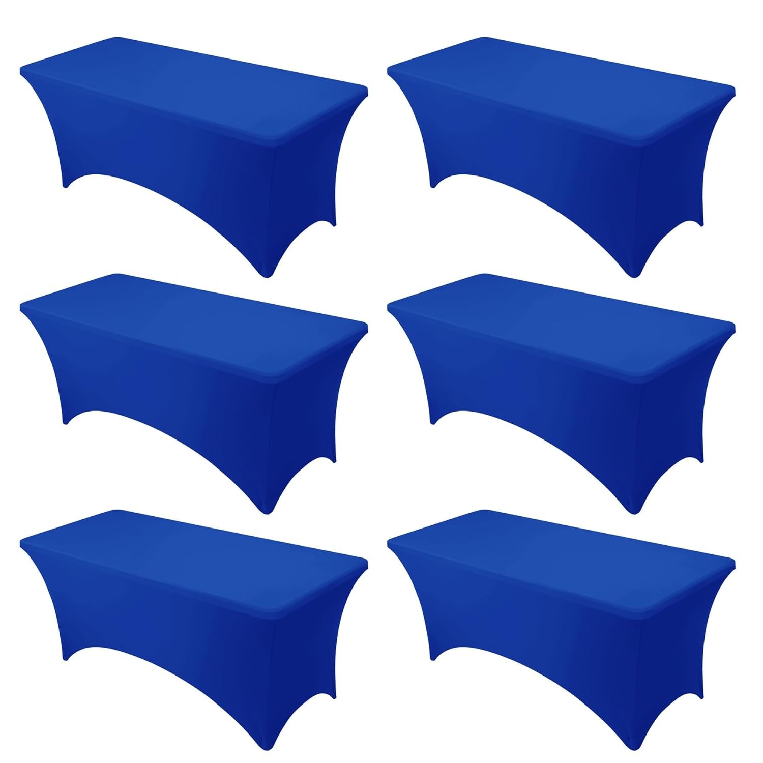Royal Blue Premium Spandex 6ft Rectangle Tablecloths Stain Resistant 6-Pack Set gallery