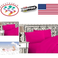 Hotel Quality Soft Microfiber Bed Sheets Queen Size Deep Pocket Hot Pink