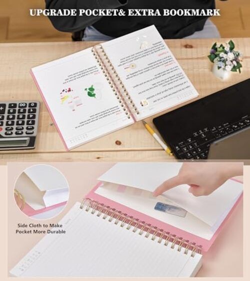 Spiral Notebook Journal, 360 Pages College Ruled Notebooks, Lined Thick B5 Pink gallery