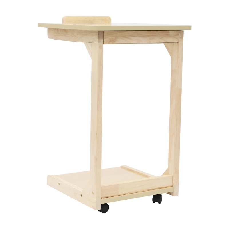 2-tier C Shaped Table Adjustable Angle C Table with Wheels 25kg Load Couch Table gallery