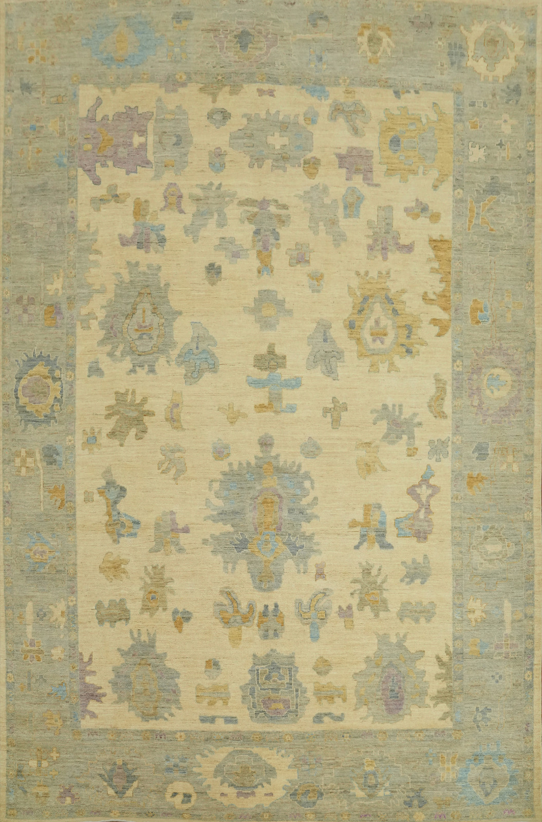 Handmade Yellow / Beige Oushak Turkish Area Rug 9x11 Ft Vegetable Dye Wool Rug gallery