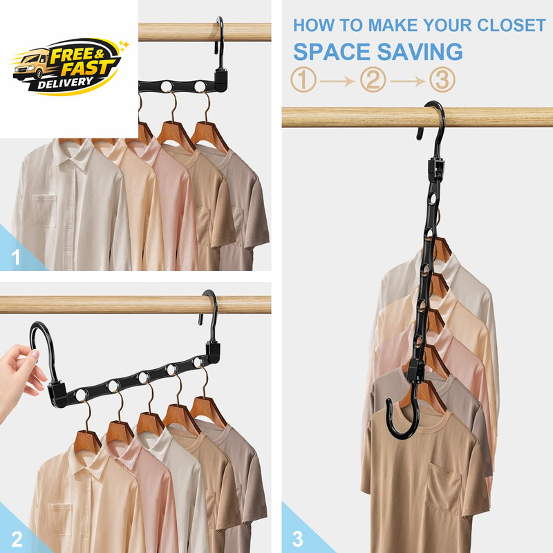24 Pack Hangers Space Saving Magic Space Saver Storage Smart Plastic Clothes gallery