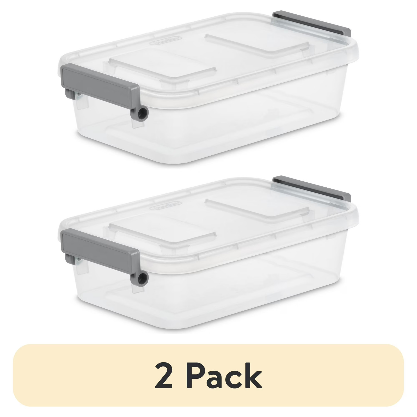 2 Pack Sterilite 2.7 Qt Modular Locking Storage Box Clear Gray Container gallery