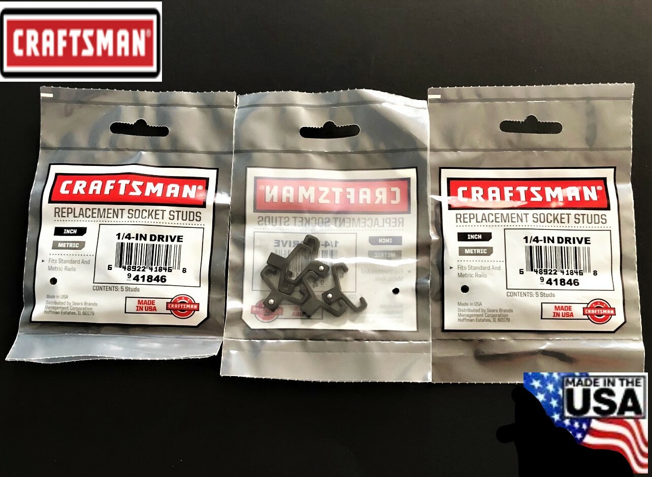 15 CRAFTSMAN 1/4" BLACK REPLACEMENT SOCKET STUDS RACK RAIL CLIPS 941846 USA MADE gallery