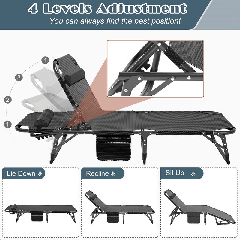 Begonia.K 4-Position Adjustable Bed Reclining Patio Lounge Chair Folding Chaise gallery