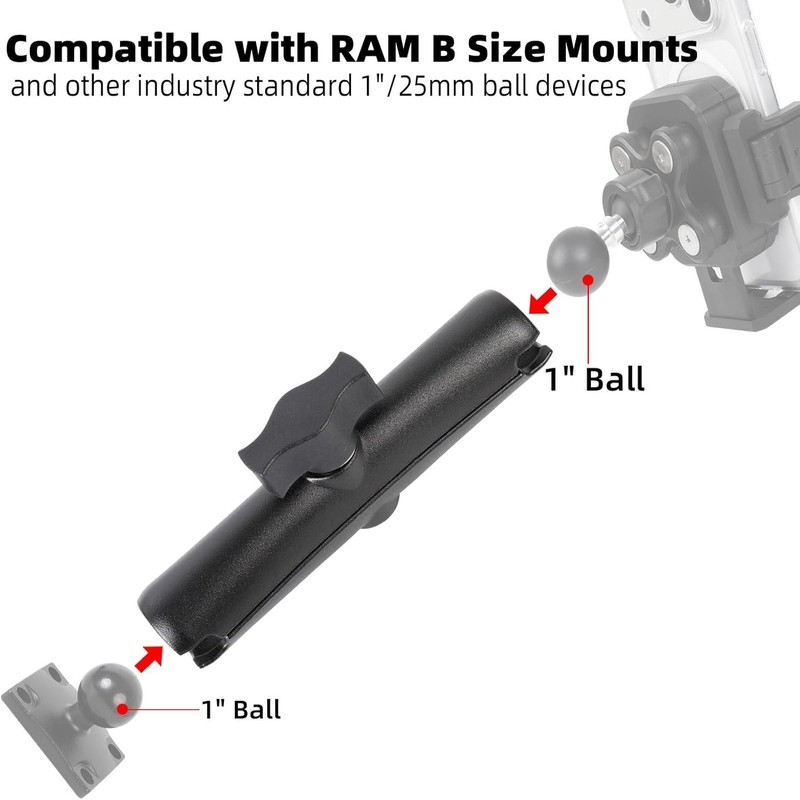 RAM B Size Compatible Double Socket Arm Aluminum 1 Inch Ball Mount 5.91 Inch Ext gallery