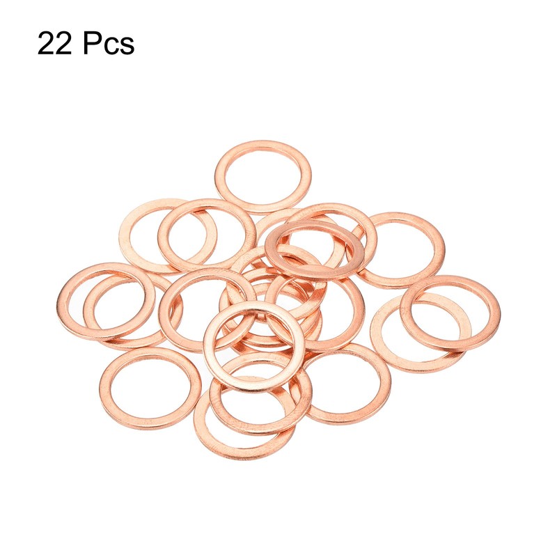 22 Pcs Flat Copper Washers 12x16x1mm Copper Flat Sealing Ring Washers gallery