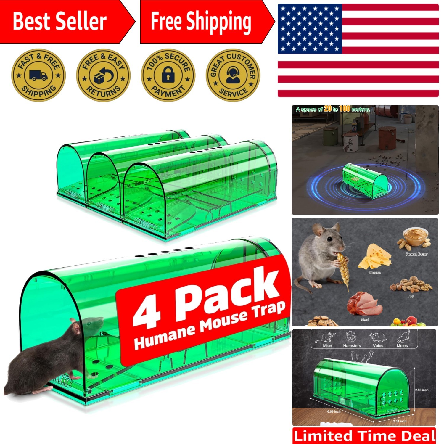 Eco-Friendly Live Mouse Traps - 4 pcs Reusable, Child & Pet Safe Design gallery