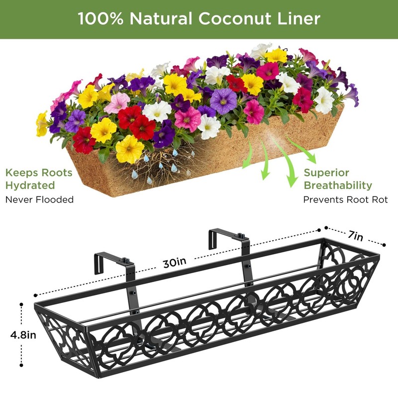 Adjustable 30Inch Deck Railing Planter Box 2Pack for Outdoor Plants gallery