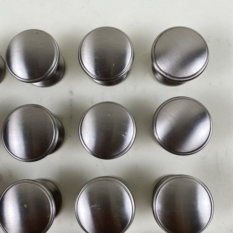 Round Brushed Nickel Silver Cabinet Drawer Knob Pull Handle - Lot of 24 gallery