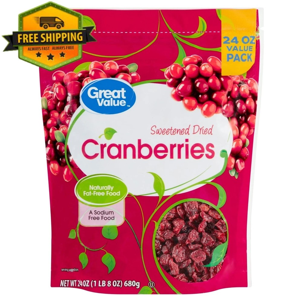 Great Value Sweetened Dried Cranberries, 24-ounce bag