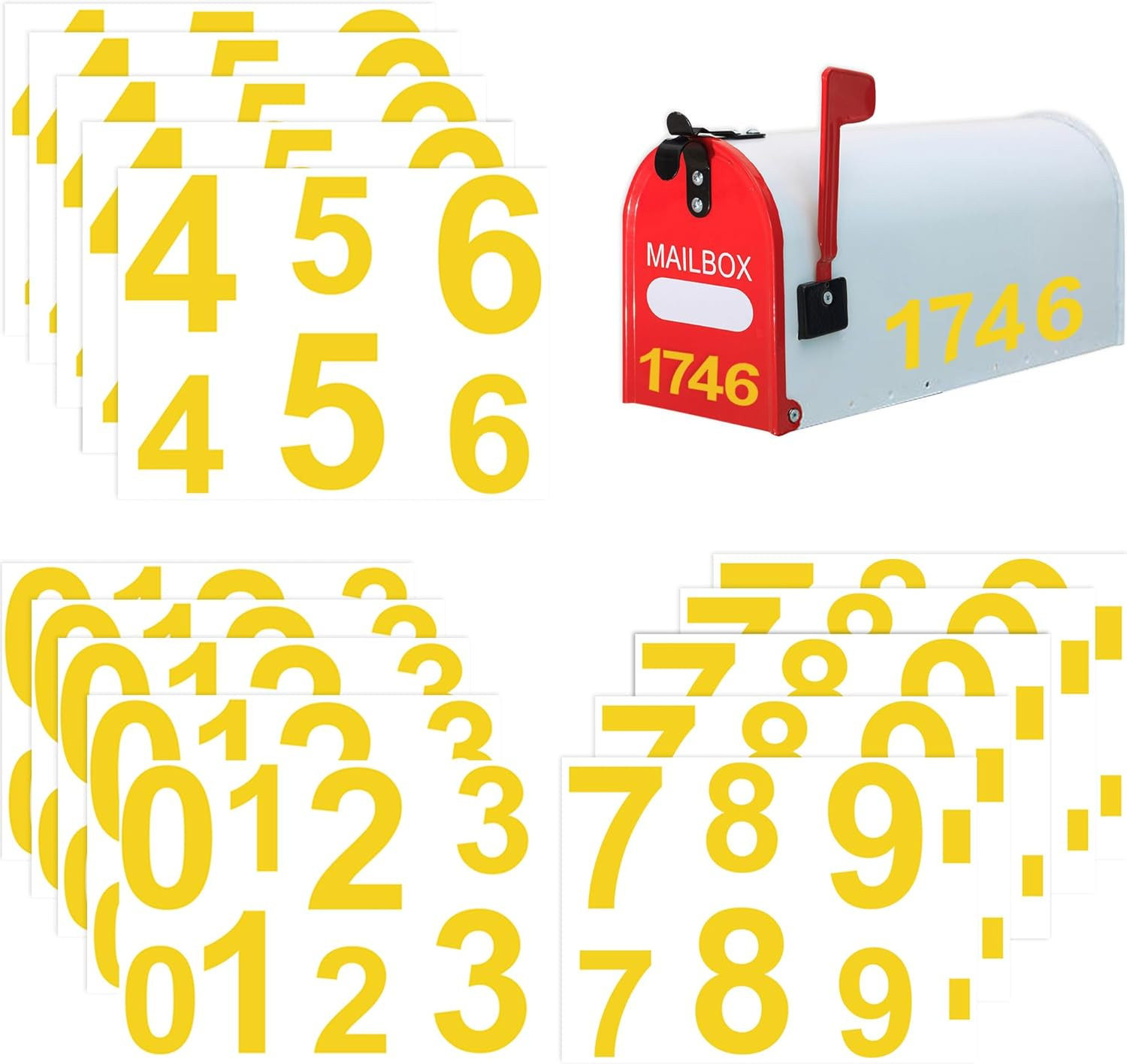 100 PCS Gold Water Resistant Vinyl Number Stickers, 3” & 4” Vinyl Self-Adhesive gallery