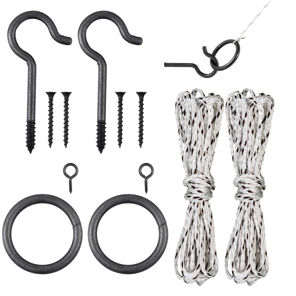 Hook and Ring Toss Game Set with String, Screws, Ring, and Iron Hook