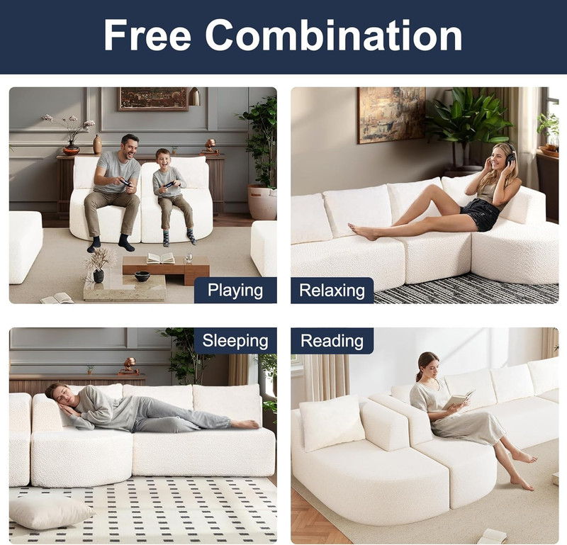 144" Oversized Sectional Sofa with Chaise Lounge, Boneless Couches for Living Ro gallery