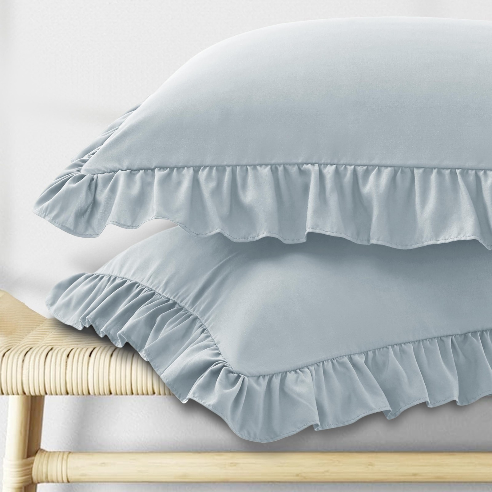 Ruffle Pillow Cases Standard Size Set of 2, Ruffled Pillow Covers with Envelo... gallery