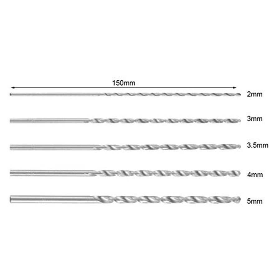 5pcs set Extra Long Precision HSS Twist drill bit 2mm,3mm,3.5mm,4mm,5mm A672 gallery
