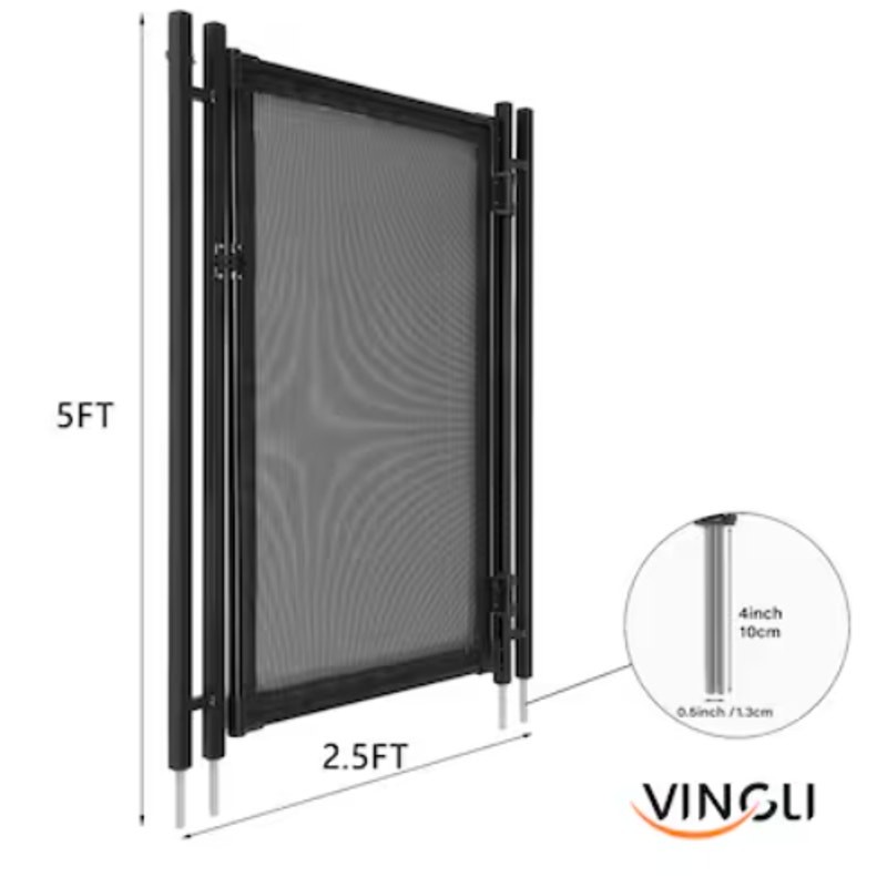 VINGLI 4-ft x 2.5-ft Semi-Automatic Pool Fence Gate, Aluminum and Mesh, Black gallery