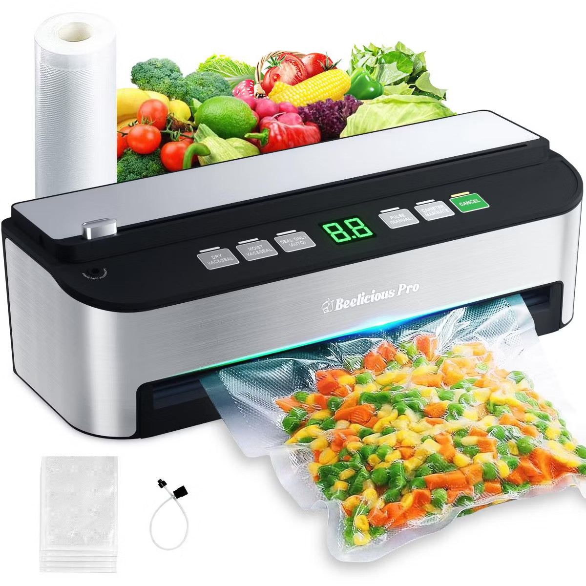 Beelicious Pro 85KPA Vacuum Sealer Machine 8-in-1 w/ Cutter Storage Moist Mode gallery
