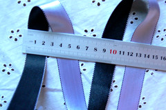 PURPLE BLACK Duo Quality Reversible Stitch Edged 100% Poly Satin 5Met 25mm CL14