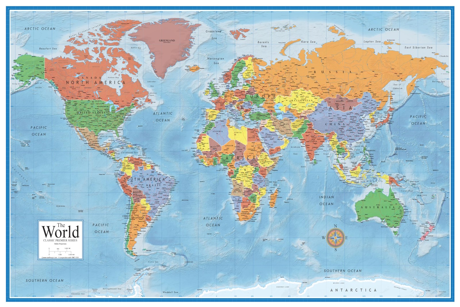 24x36 World Classic Premier Wall Map Poster Laminated gallery