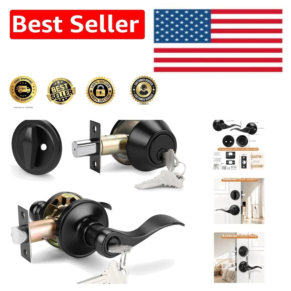Universal Reversible Entry Lever Lockset with Single Cylinder Deadbolt, 1 Pack