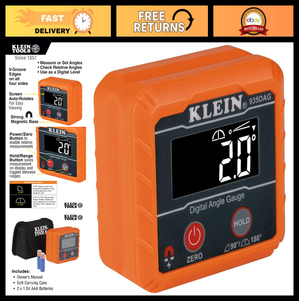 Digital Electronic Level & Angle Gauge - Measures 0-90° & 0-180°, Sets Angles
