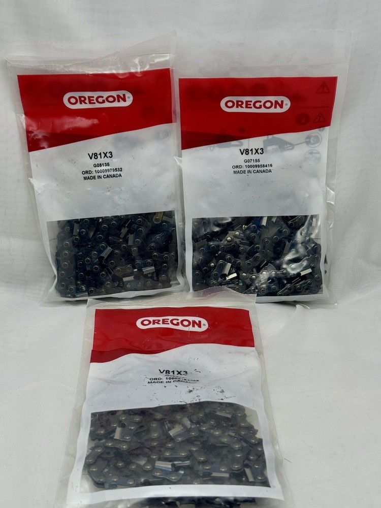 OREGON 3-Pack V81X3 Chainsaw Chains 20" Bar 81 DL's, .063 Ga, .325 Pitch, *3pk*