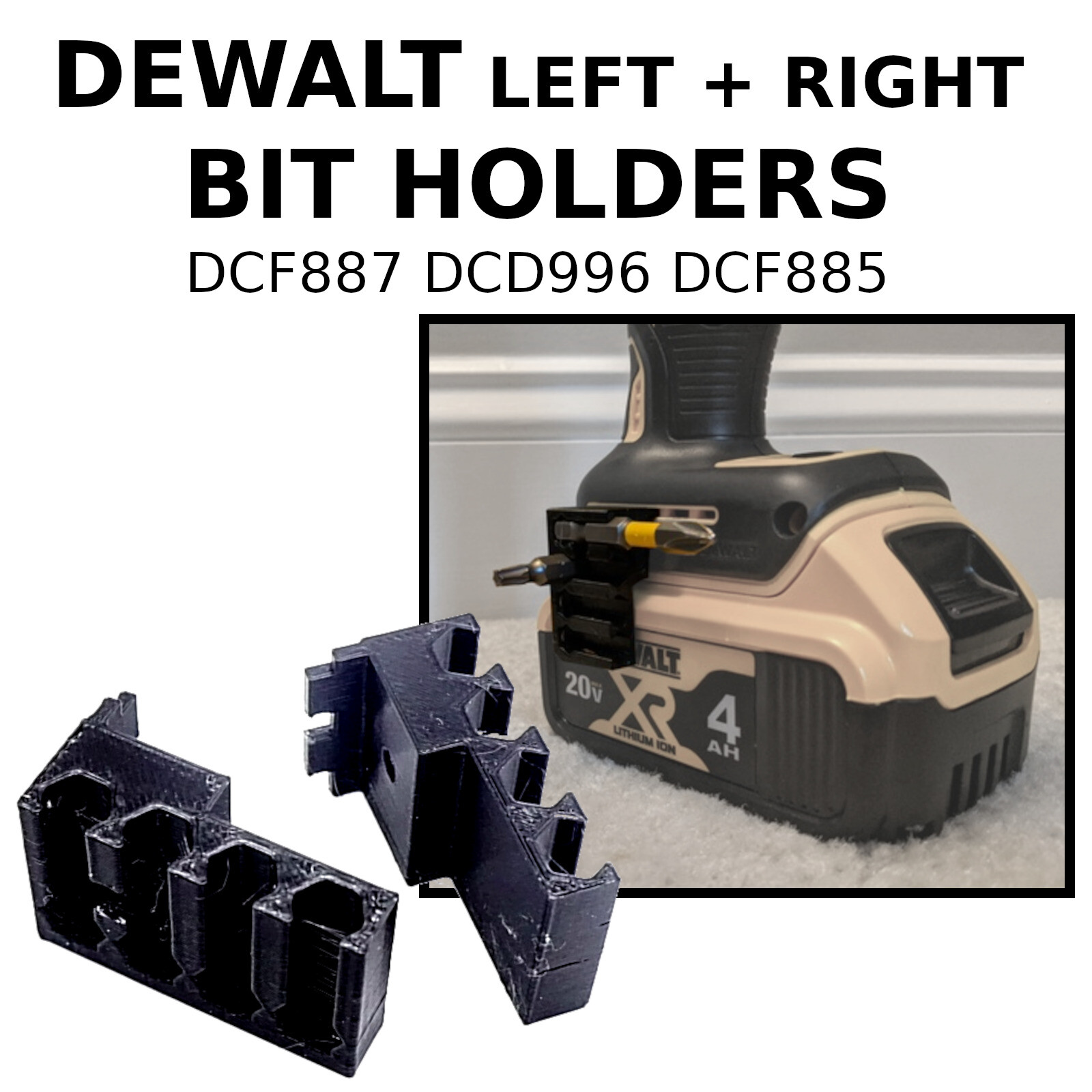 L/R Bit Holder for Dewalt Drill Impact Driver DCF887 DCD996 DCF885 *Holds 8 Bits gallery