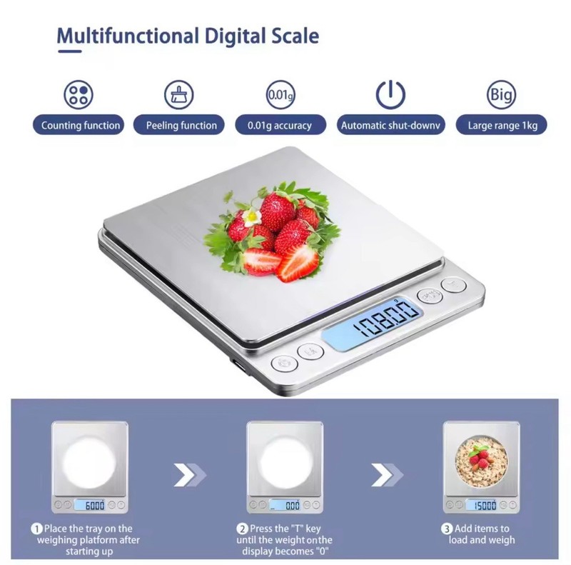 SUPER SENSITIVE KITCHEN SCALE 0.1g/3KG BATTERY ELECTRONIC DIGITAL LED gallery