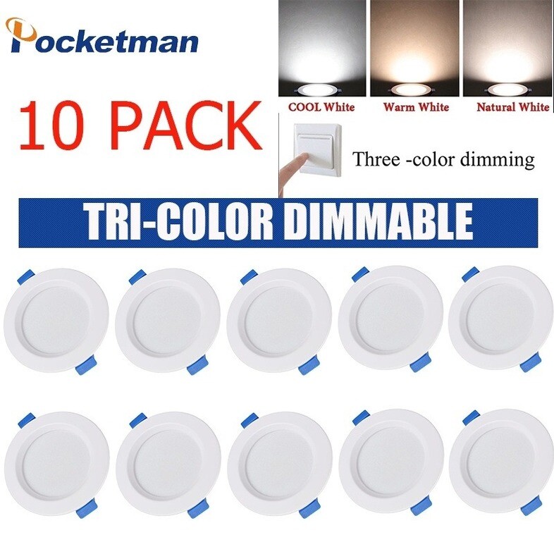 10/20PCS Dimmable LED Downlight 7W Recessed Ceiling Light Panel Light 85V-265V
