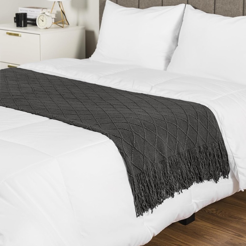 Dark Gray Knit Throw Blanket for Couch Bed, Soft Knitted Sofa Throw All Season gallery