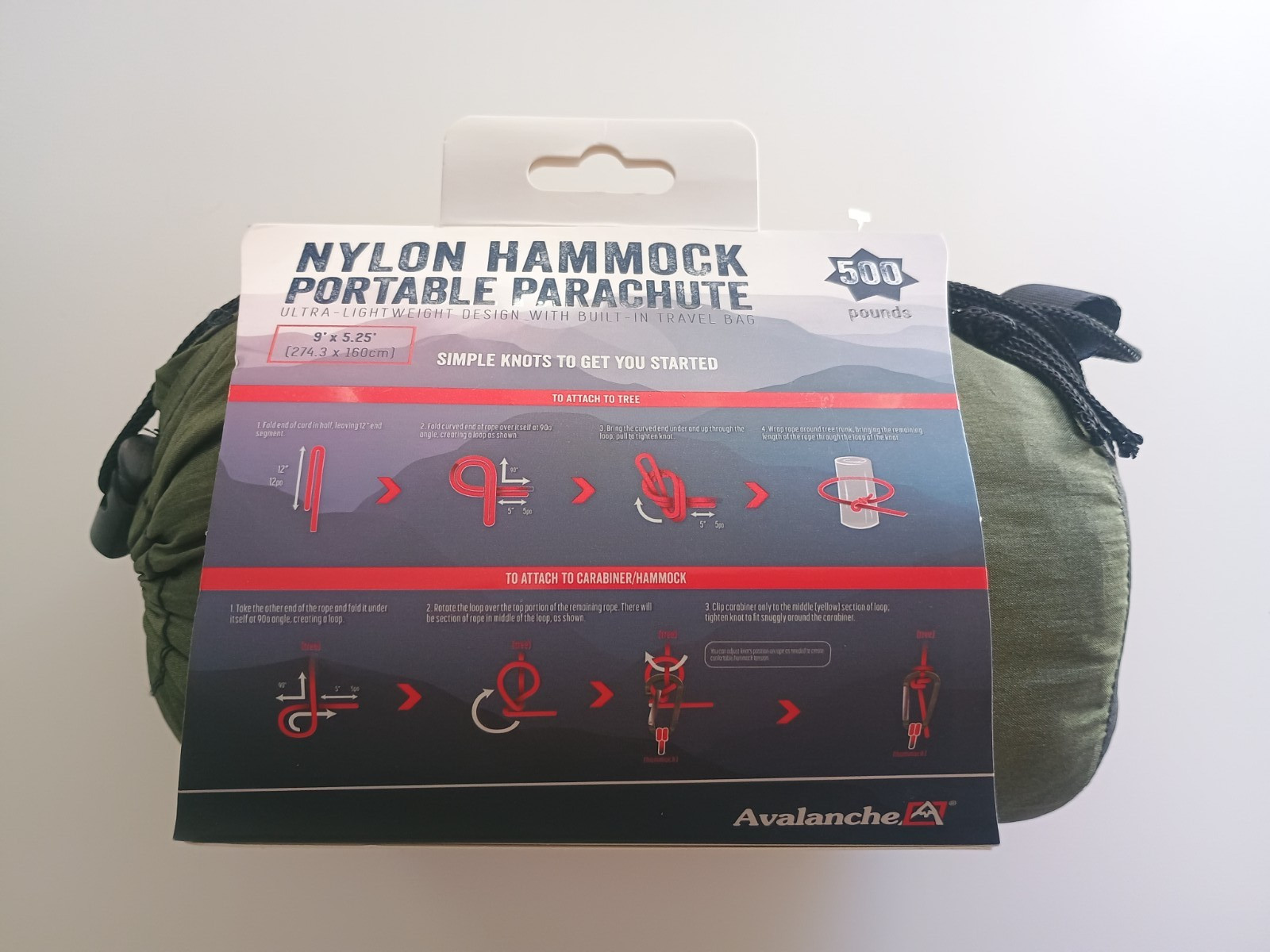 Avalanche Nylon Hammock-Portable Parachute-Ultralight Compact-500lbs/227kg gallery