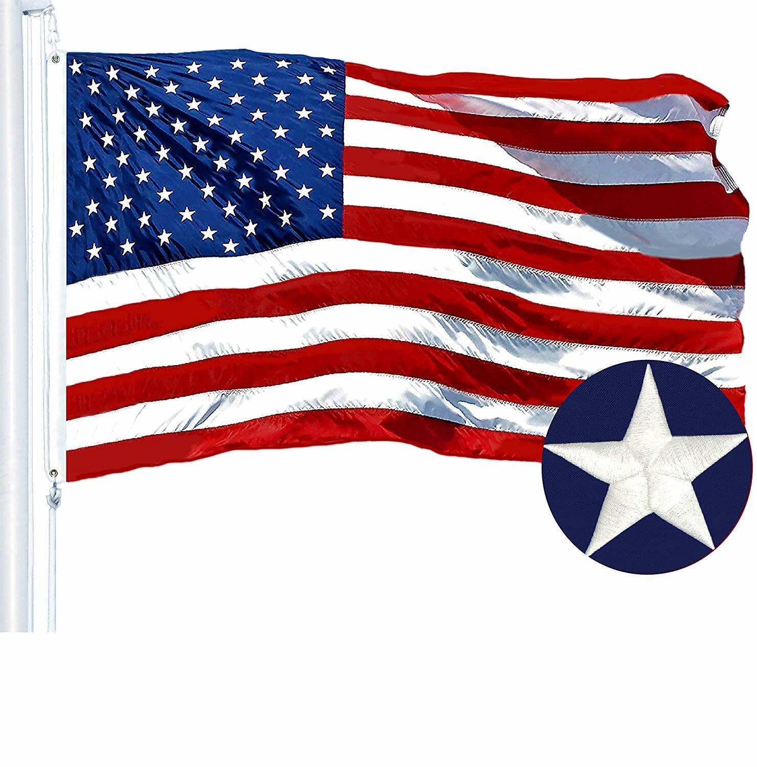 American US USA Flag 3x5FT Embroidered Polyester Brass Grommets By G128 gallery