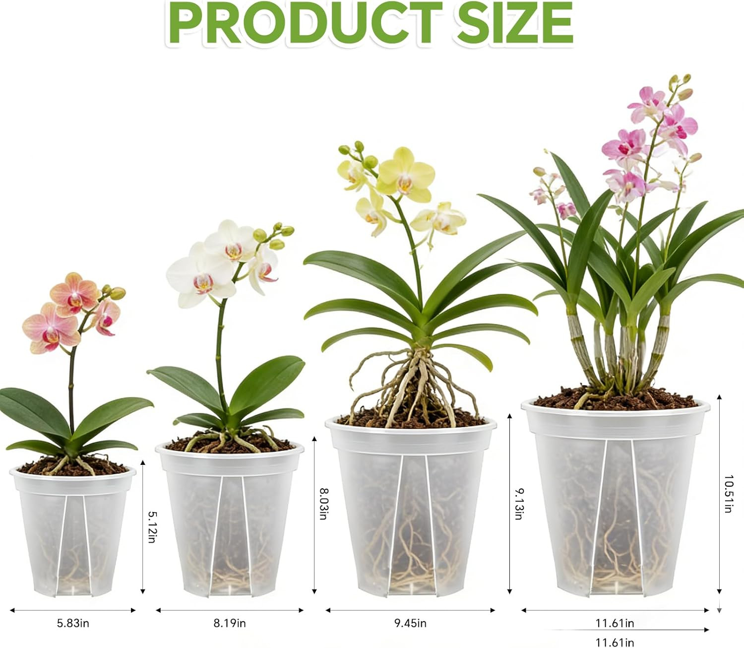6/8/10/12 Inch Large Clear Nursery Deep Pots with Drainage Hole 12 Pack, Deep Pl gallery