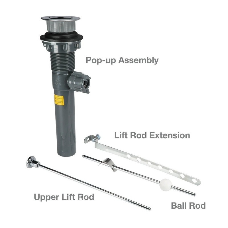 Chrome Bathroom Sink Pop-up Drain Assembly with Stopper and Lift Rod gallery