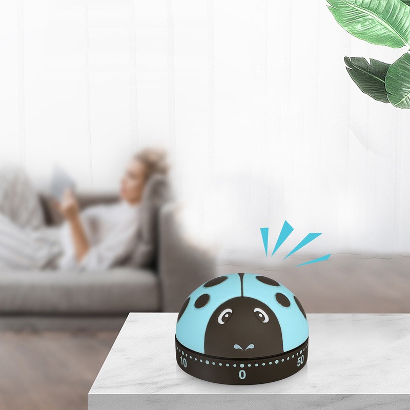 2pcs Cartoon Ladybug Mechanical Timer 60 Minutes Cooking Alarm Clock Count Down gallery
