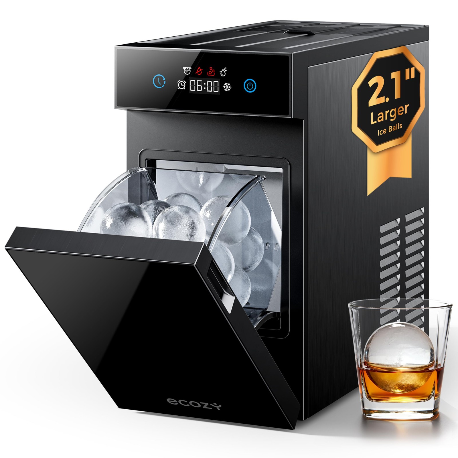 Ice Ball Maker Countertop 2.1 Clear CrystalFlux 48pcs Day ecozy Technology Timer gallery