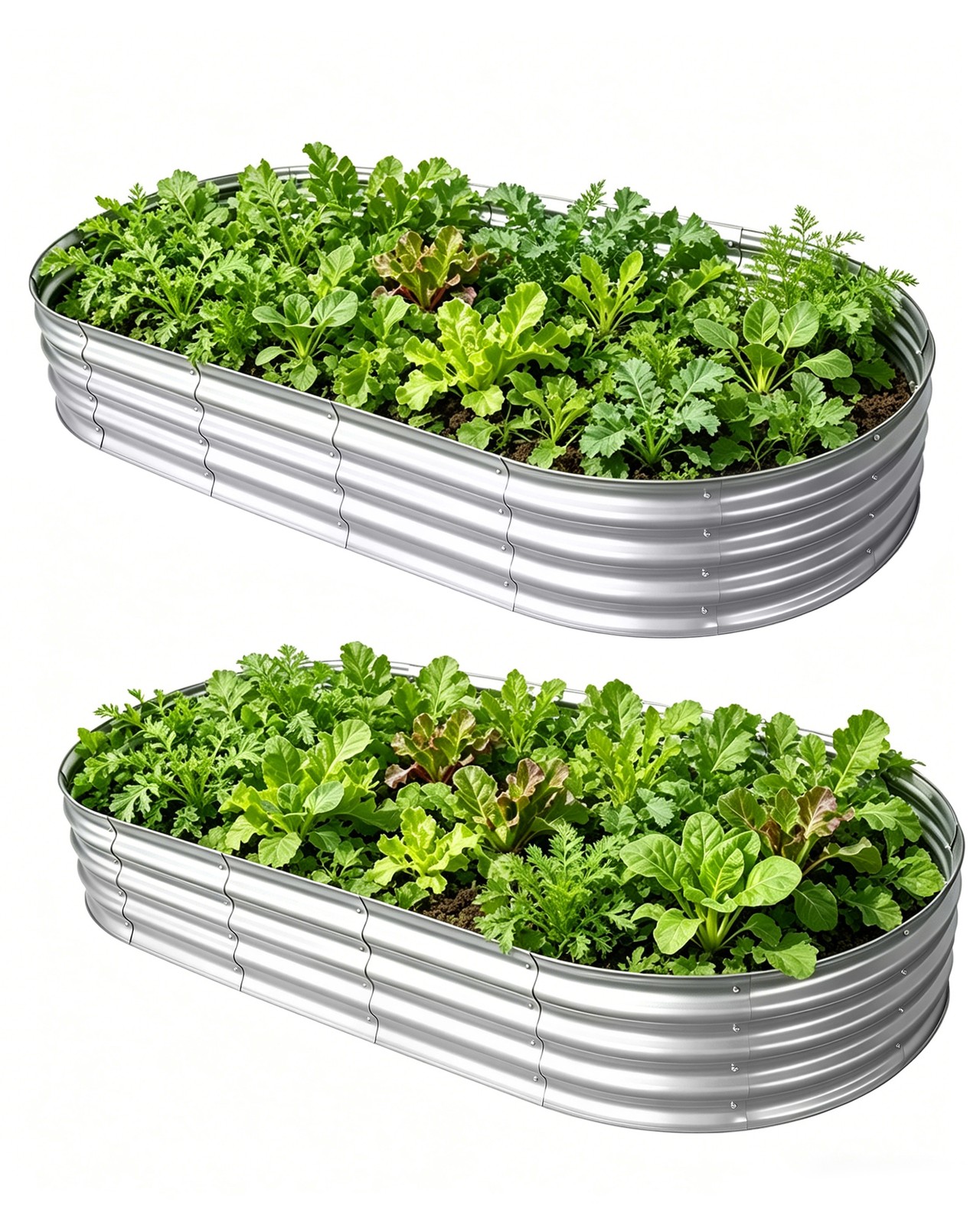 2Pcs Metal Raised Garden Bed Galvanized Planter Box Outdoor 4x2x1/6x3x1/8x4x1ft gallery