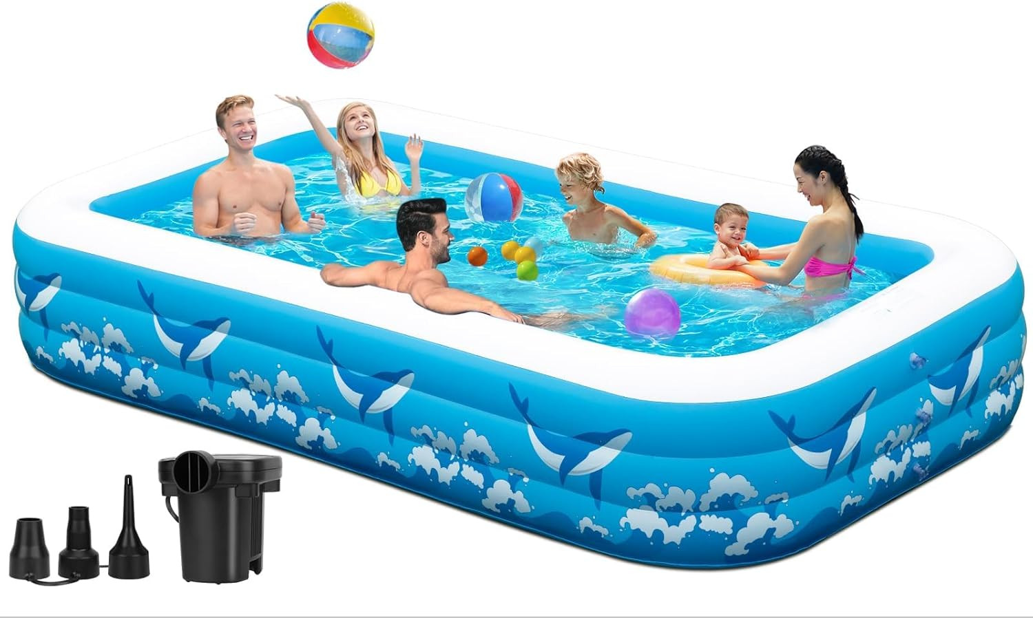 Large Inflatable Swimming Pool for Adults Kids - 130"X72"X22" Blow up Pools Kidd gallery