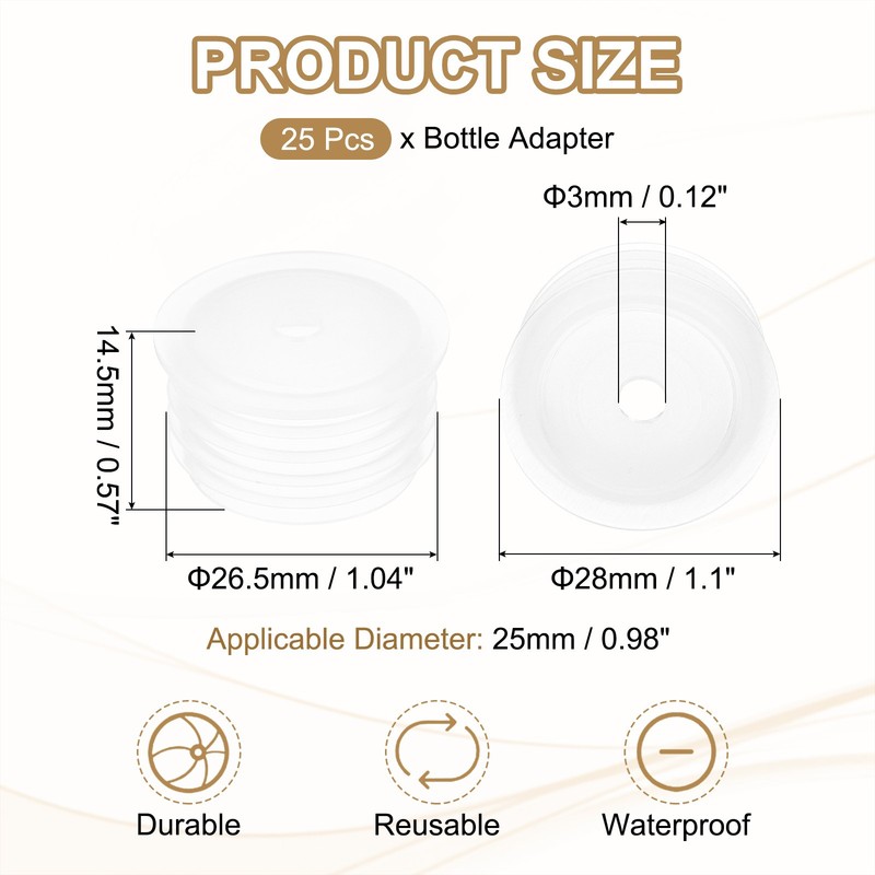 25Pcs Bottle Adapter 0.98" Clear Plastic Caps gallery